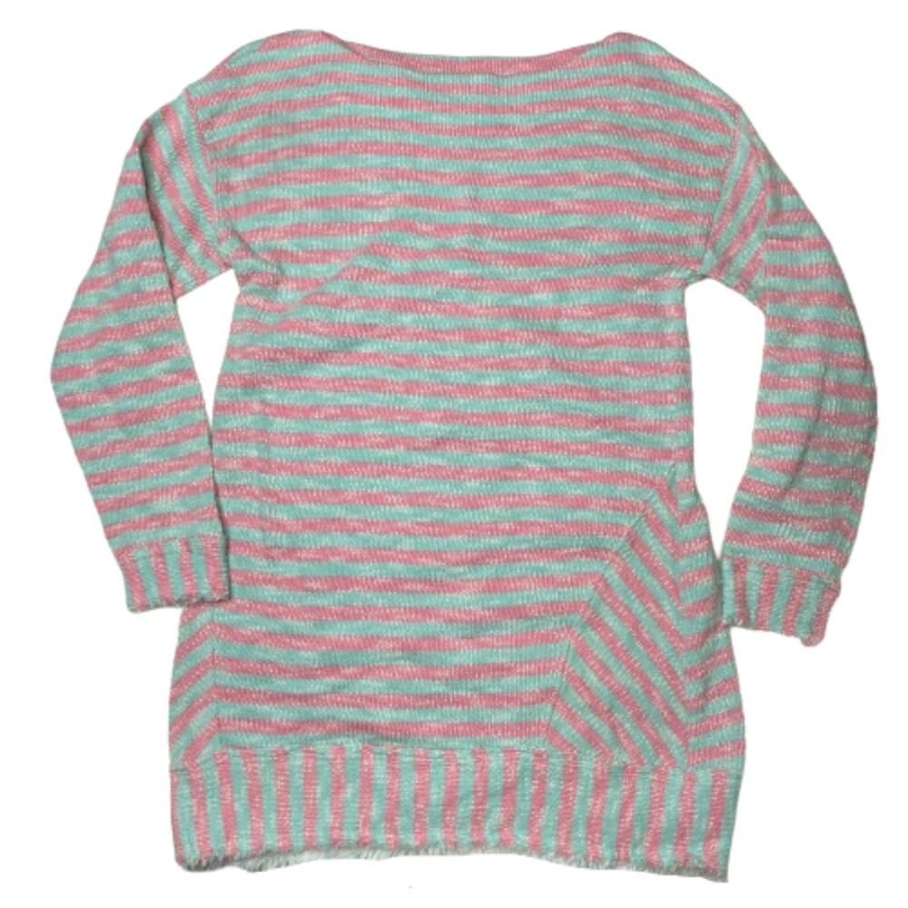 Soft Surroundings Candy Cane Stripe Holiday Sweater Raw Edge Details Size M